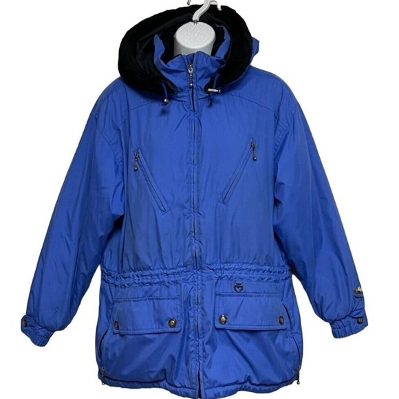 Vintage Obermeyer Gabriele Parka Ski Jacket Blue Coat Women's 8 Thermolite Plus - Picture 1 of 14
